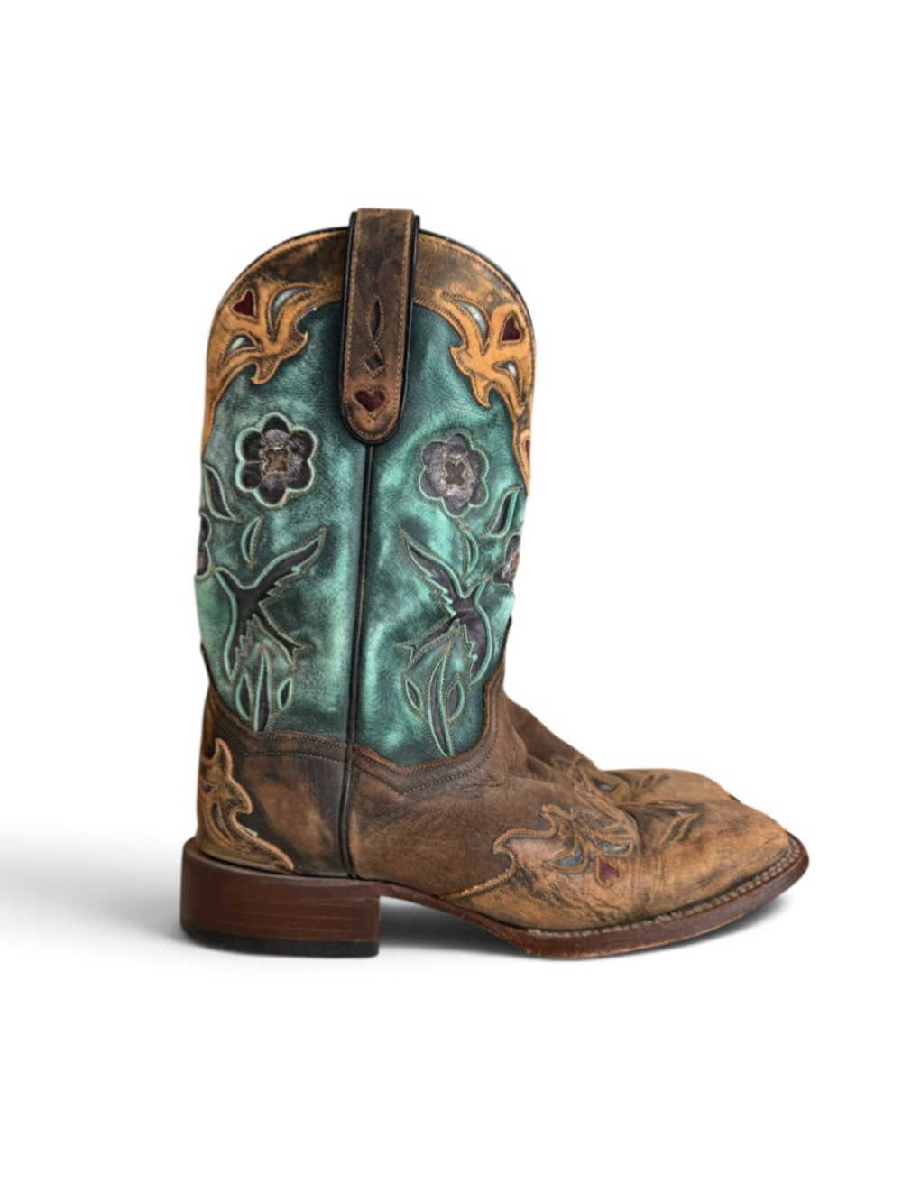 Dan Post Women’s 8.5 Cowboy Boots DP7914 Turquoise Floral Leather Western - Picture 14 of 15